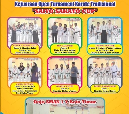 Dojo SMAN 1 V Koto Timur Bertaburan Juara di Open Turnamen Karate Tradisional Saiyo Sakato Cup